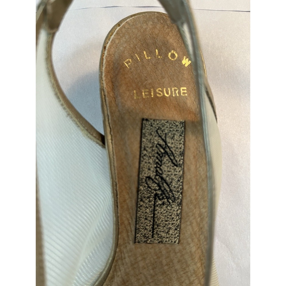 Amalfi Leisure Gold Luster Capri Mesh Leather Slings Pump Italy 5 1/2 B Look NEW - Picture 6 of 12